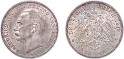 World Coins - Germany Grand-duchy of Baden German states 1912 G 3 Mark - Frederick II Silver (.900) (835199) 16.667g AU KM 280 J 39