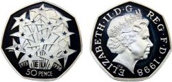 World Coins - Great Britain United Kingdom Elizabeth II 1998 50 Pence 40th anniversary of the 50p, 25th anniversary of UK membership in the European Union