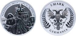 World Coins - Germany 2025 5 Mark Lady Germania (Germania) Silver (.9999) Germania Mint (15000) 31.1g UNC