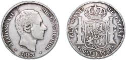 World Coins - Philippines Spanish colony 1883 50 Centavos - Alfonso XII Silver (.835) Manila Mint (2220534) 13.03g VF KM 150