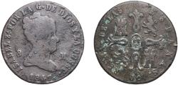 World Coins - Spain Kingdom 1847 JA 8 Maravedis - Isabel II (Constitutional) Copper Jubia Mint 9.86g VF KM 531.2 Cal 485 Aureo 114
