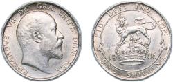 World Coins - Great Britain Kingdom 1906 1 Shilling - Edward VII Silver (.925) Royal Mint (Tower Hill) (10791000) 5.65g AU KM 800 Sp 3982