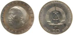 World Coins - Germany German Democratic Republic 1967 A 10 Mark (Käthe Kollwitz) Silver (.800) Berlin Mint (61940) 17g UNC KM 17 Schön 19 J 1519 AKS 52