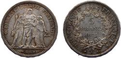 World Coins - France   Third Republic 1872 A 5 Francs