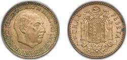 World Coins - Spain Nationalist Government 1963 *19-63 1 Peseta - Francisco Franco (Benlliure) Aluminium bronze (92.5% copper, 7.5% aluminium) Royal Mint of Spain (36000000) 3.61g UNC KM 775 Ca