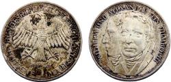 World Coins - Germany Federal republic 1967 F 5 Deutsche Mark Wilhelm and Alexander von Humboldt