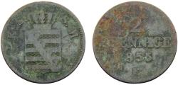 World Coins - Germany States Kingdom of Saxony Johann I 1855 F 2 Pfennige