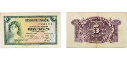 World Coins - Spain Second Republic 1935 5 Pesetas (Silver Certificate) Paper VF  P 85