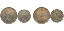 World Coins - China British colony Hong Kong Elizabeth II 1960 50 Cents &amp;  1 Dollar 2 Lots