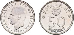 World Coins - Spain Kingdom 1980 *19-80 50 Pesetas - Juan Carlos I (España '82) Copper-nickel (75% copper, 25% nickel) Royal Mint of Spain (15000000) 12.5g UNC  KM 819 Schön 49