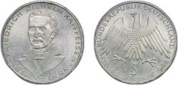 World Coins - Germany Federal Republic 1968 J 5 Deutsche Mark (Friedrich Wilhelm Raiffeisen) Silver (.625) (3942500) 11.22g UNC  KM 121 J 396 Schön 119