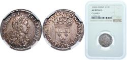 World Coins - France Kingdom 1659 A ¹⁄₁₂ Ecu with juvenile bust - Louis XIV Silver (.917) Monnaie de Paris (4360147) 2.29g NGC AU  Dy royales 1486 KM 199 Gad R2 115