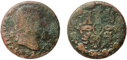 World Coins - Spain Kingdom 1832 8 Maravedis - Fernando VII (2nd portrait) Copper Segovia Mint 10.69g VF  KM 486.1