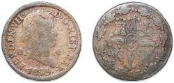 World Coins - Spain Kingdom 1825 4 Maravedis - Fernando VII Copper Segovia Mint 4.7g VF KM 489