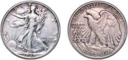 Us Coins - United States Federal republic 1940 ½ Dollar "Walking Liberty Half Dollar" Silver (.900) United States Mint of Philadelphia (9200000) 12.38g XF KM 142 Schön 136