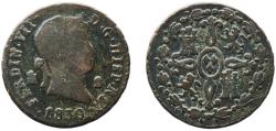 World Coins - Spain Kingdom 1830 2 Maravedis - Fernando VII (Segovia) Copper Segovia Mint 2.43g VF  KM 487