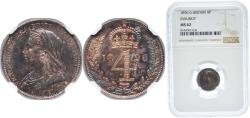 World Coins - Great Britain United Kingdom 1896 4 Pence - Victoria (3rd portrait; Maundy issues) Silver (.925) (8476) 1.9g NGC MS 62 KM 778 Sp 3944