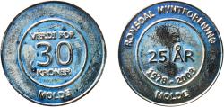 World Coins - Norway Kingdom 2003 Token - Romsdal Myntforening 30 kroner molde 8.5g UNC
