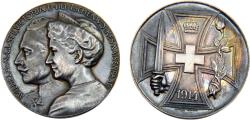 World Coins - Germany Empire Wilhelm II 1914 Medal Wilhelm II and Auguste Victoria, Eisernes Kreuz, 34mm