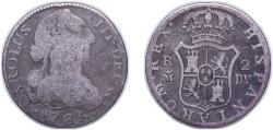 World Coins - Spain Kingdom 1786 M DV 2 Reales - Carlos III (2nd type) Silver (.813) Madrid Mint 5.68g VF KM 412.1