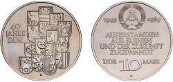 World Coins - Germany German Democratic Republic Democratic republic 1989 A 10 Mark (40th Anniversary of GDR) Nickel brass Berlin Mint (588900) 12.09g UNC  KM 132 J 1630 AKS 90