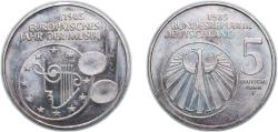 World Coins - Germany Federal Republic of Germany 1985 F 5 Deutsche Mark (European Year of Music) Copper-nickel clad nickel Stuttgart Mint (8000000) 10g UNC KM 162 J 437 Schön 161