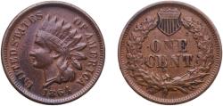 Us Coins - United States Federal republic 1864 1 Cent "Indian Head Cent" Bronze (.950 copper, .050 tin and zinc) Philadelphia Mint 2.99g XF  KM 90a Schön 117a