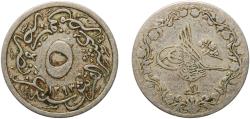 World Coins - Egypt Arab Republic of Egypt AH 1293 (1895)  5⁄10 Qirsh - Abdul Hamid II Copper-nickel (75% Copper, 25% Nickel) (3404000) 3.93g VF  KM 291 Schön 5 MHC 164