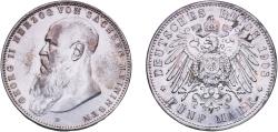 World Coins - Germany Duchy of Saxe-Meiningen Second Empire 1908 D 5 Mark - George II Silver (.900) Munich Mint (60000) 27.76g AU  KM 200-201 J 153 Dav GT III 841