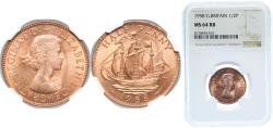 World Coins - Great Britain United Kingdom 1958 ½ Penny - Elizabeth II Bronze Royal Mint (Tower Hill) 5.67g NGC MS 64 KM 896 Sp 4158