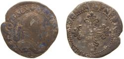 World Coins - France Kingdom 1678-1587 A ½ Franc - Henri III Silver (.833) Paris Mint 7.1g VF Dy royales 1131