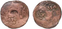 World Coins - Spain Kingdom 1654 8 Maravedis - Philip IV (countermarked) Billon 6.7g F