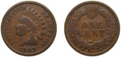 Us Coins - United States Federal republic 1907 1 Cent "Indian Head Cent" Bronze (.950 copper, .050 tin and zinc) Philadelphia mint (108137143) 3.11g VF KM90a Schön117a
