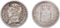 World Coins - Spain Kingdom 1903 *??-03 SMV 1 Peseta - Alfonso XIII (4th portrait) Silver (.835) (10602000) 4.8g VF KM 721 Cal 49
