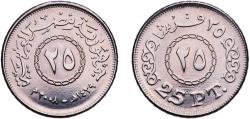 World Coins - Egypt Arab Republic of Egypt AH 1429 (2008)  25 Qirsh / Piastres Nickel plated steel Cairo Mint 4.5g UNC  KM 991 Schön 676 MHC 353