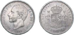 World Coins - Spain Kingdom 1883 *18-83 MSM 5 Pesetas - Alfonso XII (3rd portrait) Silver (.900) (5507459) 25g AU KM 688 Cal 34