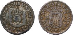 World Coins - Mexico Spanish colony 1741 MF ½ Real - Felipe V Silver (.917) Mexico City Mint 1.6g VF Chopmarked KM 65