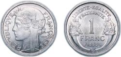 World Coins - France 1959 1 Franc (aluminium, light type) Aluminium Monnaie de Paris Mint (41985000) 1.3g UNC Franc 2014 221 Gad 1789 473 KM 885a.1-3 Schön 200a