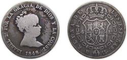 World Coins - Spain Kingdom 1848 M CL 4 Reales - Isabel II (CONST) Silver (.812) Madrid Mint 5.2g VF KM 519 Cal 262