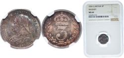 World Coins - Great Britain United Kingdom 1896 3 Pence - Victoria (3rd portrait; incl. Maundy) Silver (.925) Royal Mint (Tower Hill) (4598400) 1.41g NGC MS 64 KM 777 Sp 3942 Sp 3945