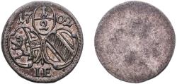 World Coins - Austria Bishopric of Salzburg Archduchy of Austria Holy Roman Empire 1702 ½ Kreuzer - Johann Ernst von Thun Silver Salzburg Mint 0.48g AU Zöttl 2280