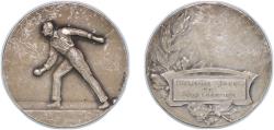 World Coins - France Third Republic 1930 Physical education medal - Sous Champion Silver plated bronze 52.52g AU