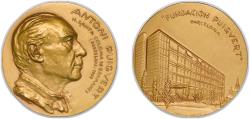 World Coins - France Republic ND Medal - Antonio Puigvert ¨Fundacion Puigvert¨ Barcelona Bronze gilded 74g UNC