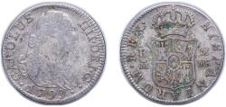 World Coins - Spain Kingdom 1799 M MF 2 Reales - Carlos IV Silver (.806) Madrid Mint 5.63g VF KM 430.1