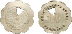 World Coins - Sweden Kingdom 10 Öre - Helsingborgs Stads Spårvägar Nickel 2.21g XF