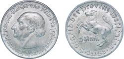 World Coins - Germany Prussian province of Westphalia Weimar Republic 1921 5 Mark - Westfalen (Freiherr vom Stein) Aluminium Heinrich Kissing Mint (120753) 3.51g AU Funck 599.3