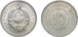 World Coins - Yugoslavia Socialist Federal Republic 1976 10 Dinara (FAO) Nickel brass (70% Cu, 18% Zn, 12% Ni) (500000) 10g UNC KM 63 Schön 53