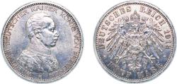 World Coins - Germany Kingdom of Prussia German states 1913 A 5 Mark - William II Silver (.900) Berlin Mint (1960000) 27.77g AU KM 536 J 114 Dav GT III 791