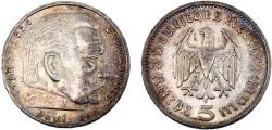World Coins - Germany The Third Reich 1935 F 5 Reichsmark Paul von Hindenburg