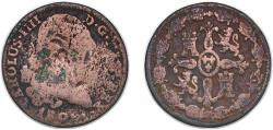 World Coins - Spain Kingdom 1806 8 Maravedis - Charles IV Copper Segovia Mint 9.65g VF KM 428 Cal 1479